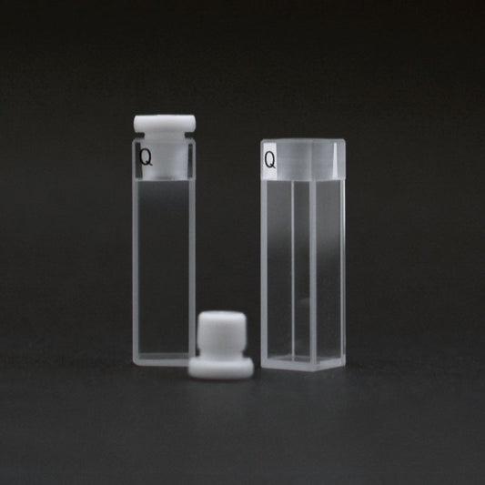One open cuvette and one closed cuvette, allow for fluorescence and absorbance measurements.